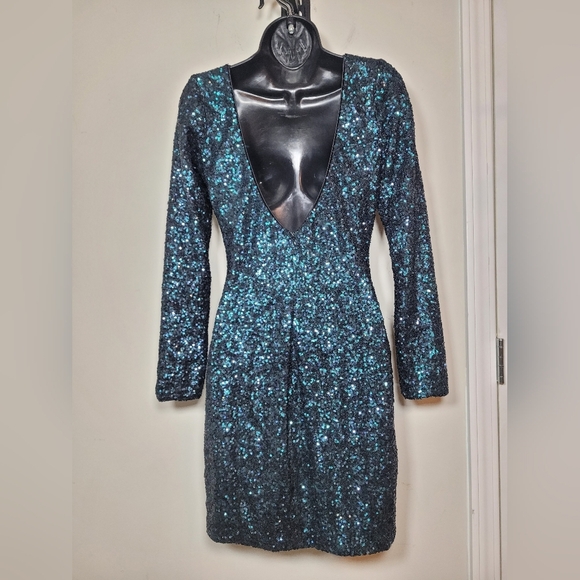 Dress The Population Lola All Over Sequin Mini Formal Cocktail Dress Sz M - Picture 4 of 11